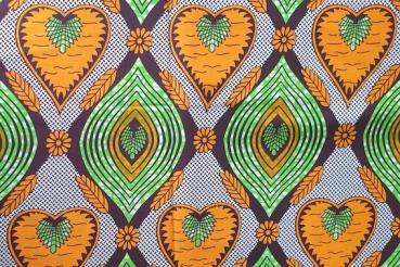 Preview: ORANGE HEART Waxprint Stoff